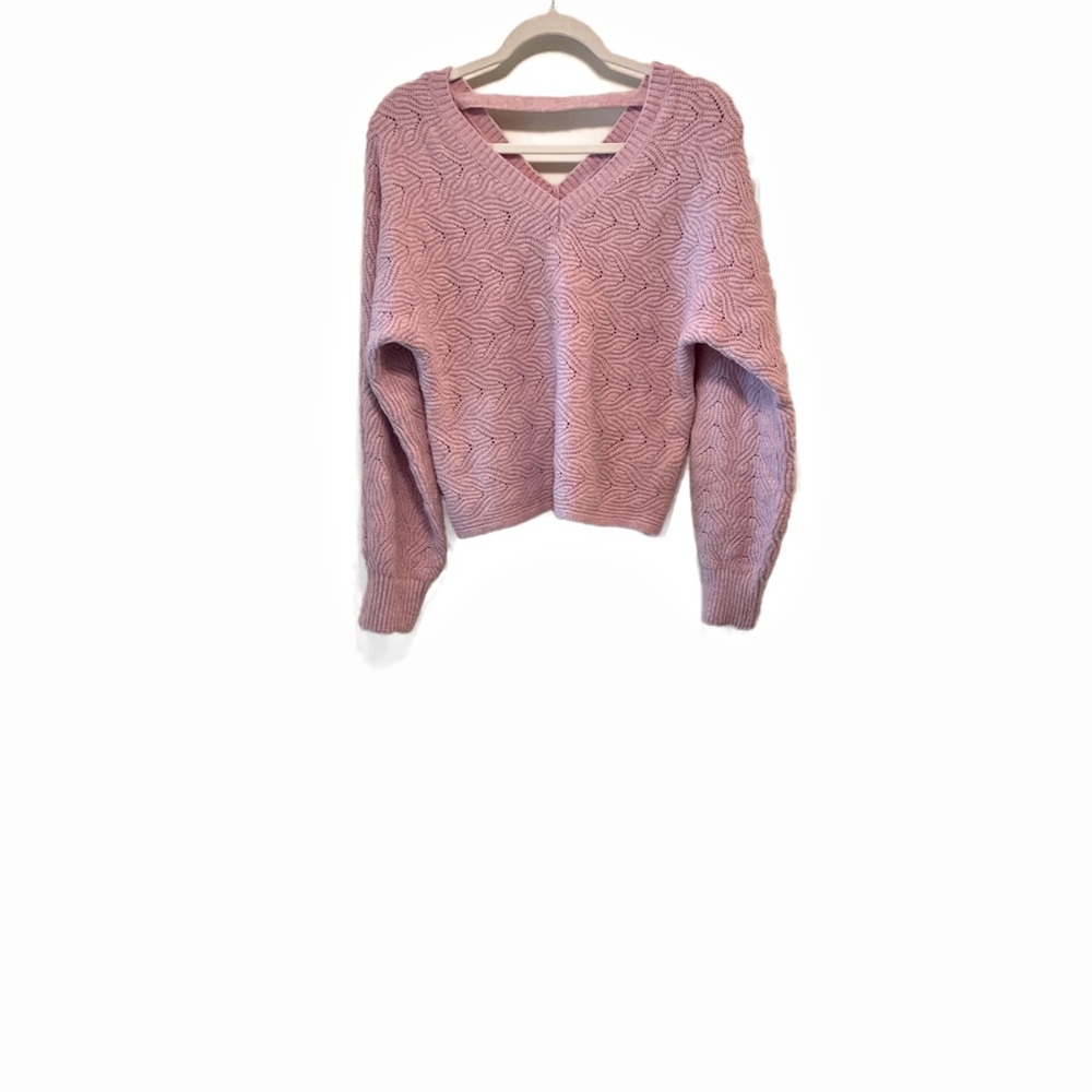 Pink Rose V-Neck Sweater in Soft Pink